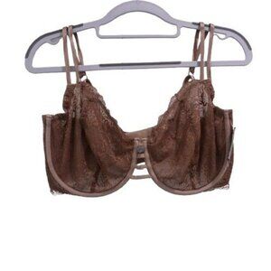 NEW Parisa Marseilles Balconette Lace Embroidered Underwire Bra 38G Brown PT1066
